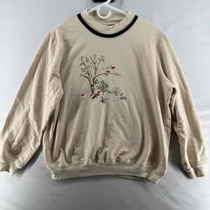 Nikki Vintage Winter Nature Scene Embroidered Sweatshirt